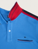 Polo azul rayas hombro