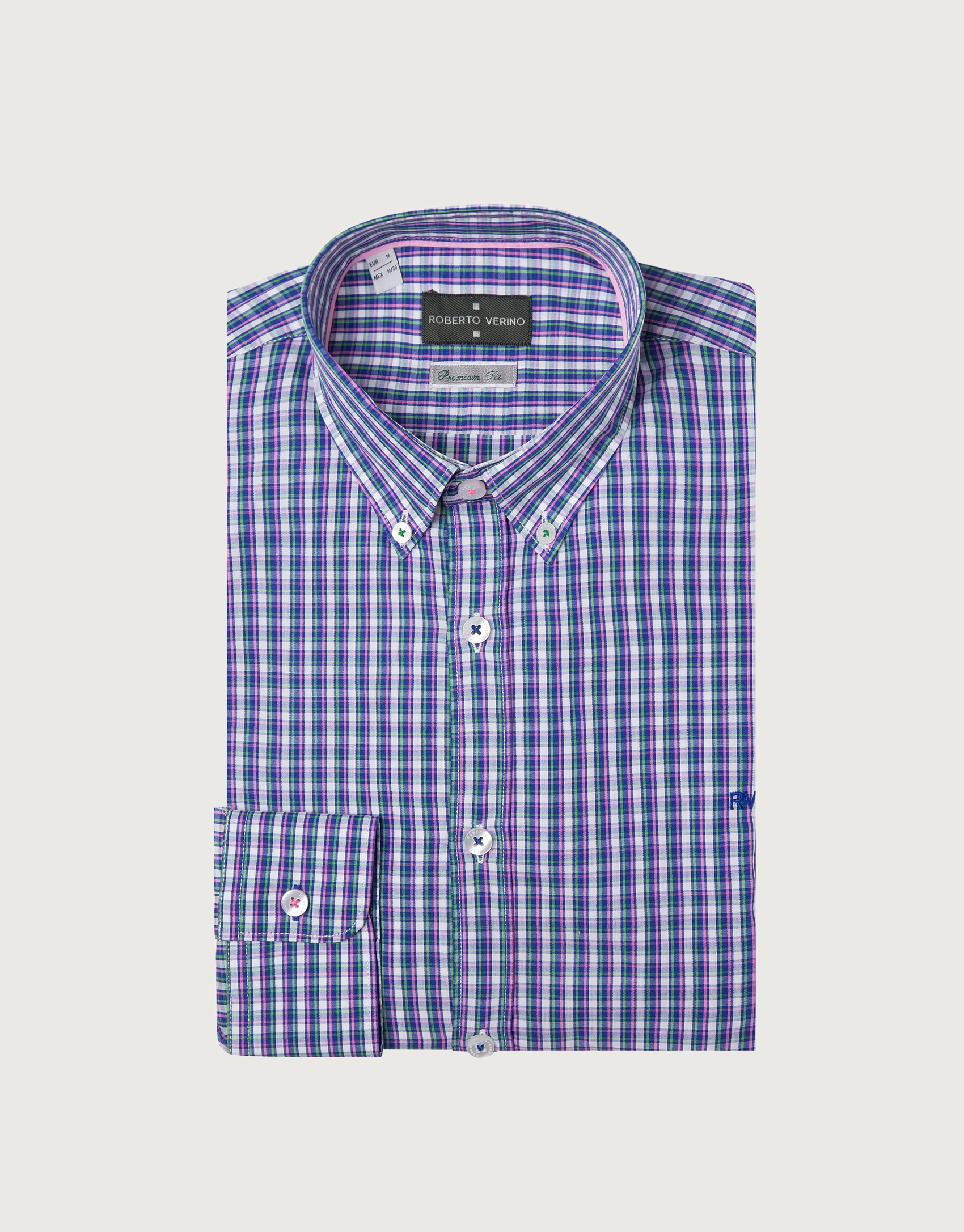 Blue and pink checked sport shirt