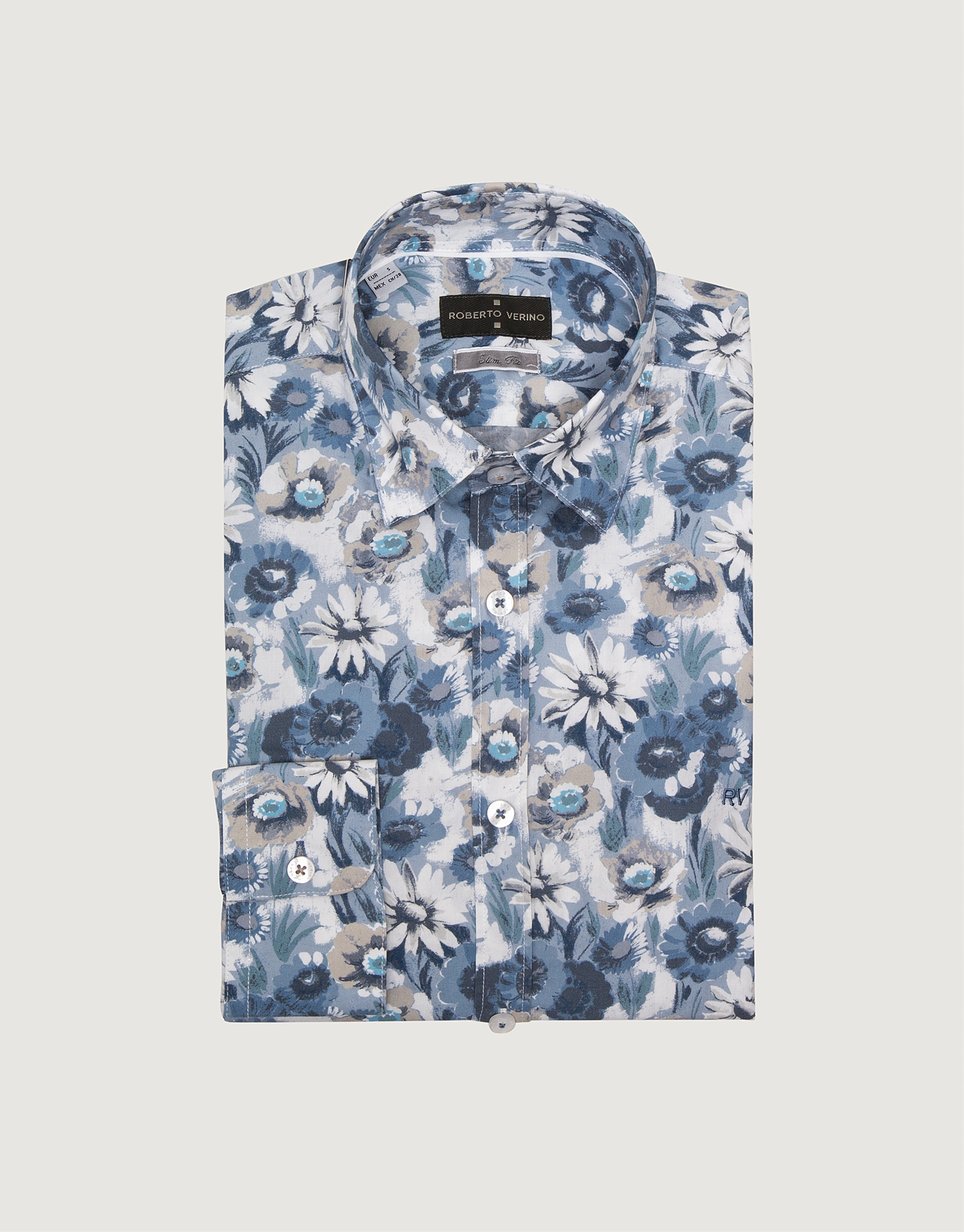 Camisa sport flores azul