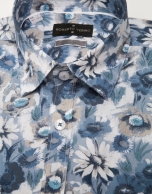 Camisa sport flores azul