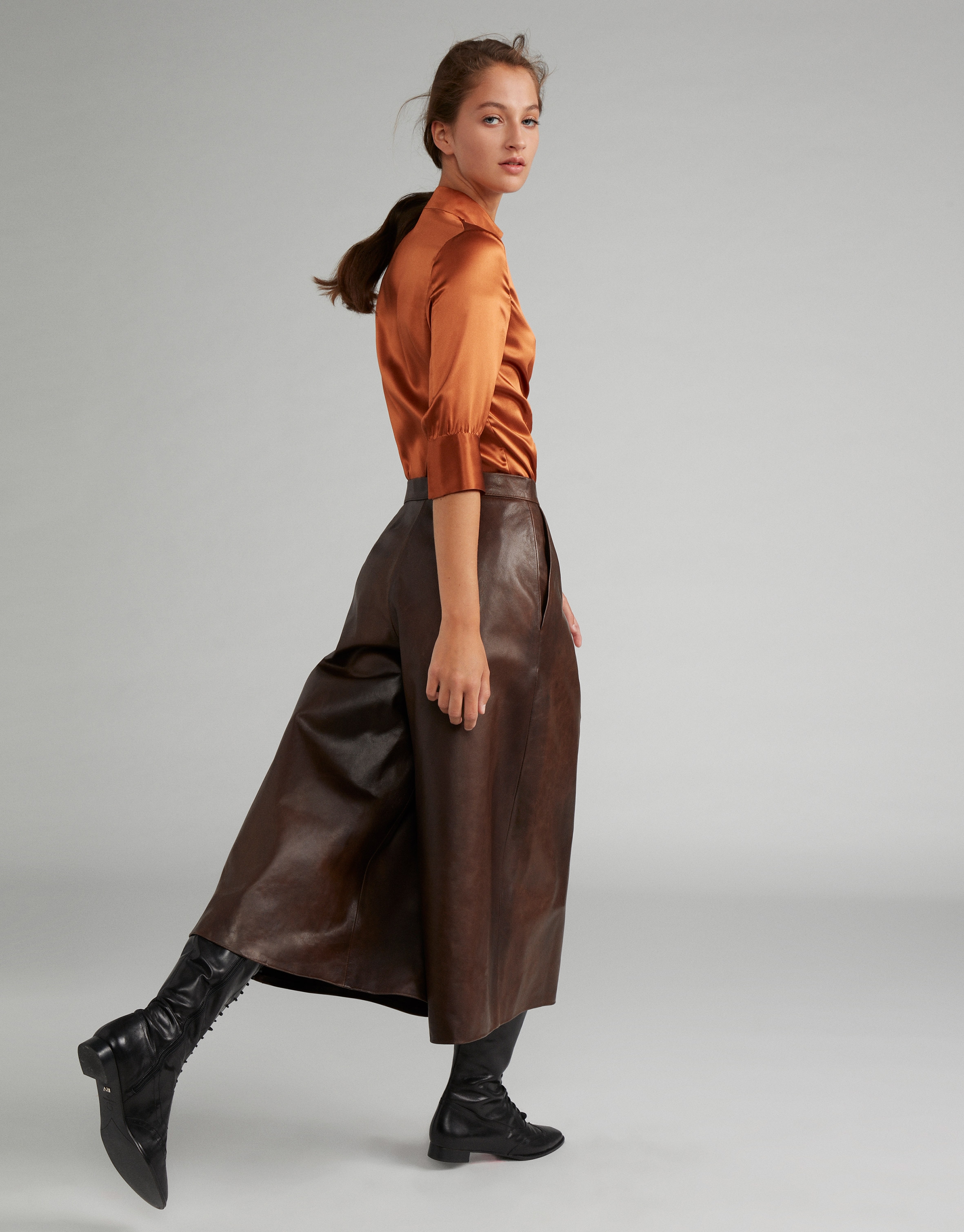 Brown napa culottes