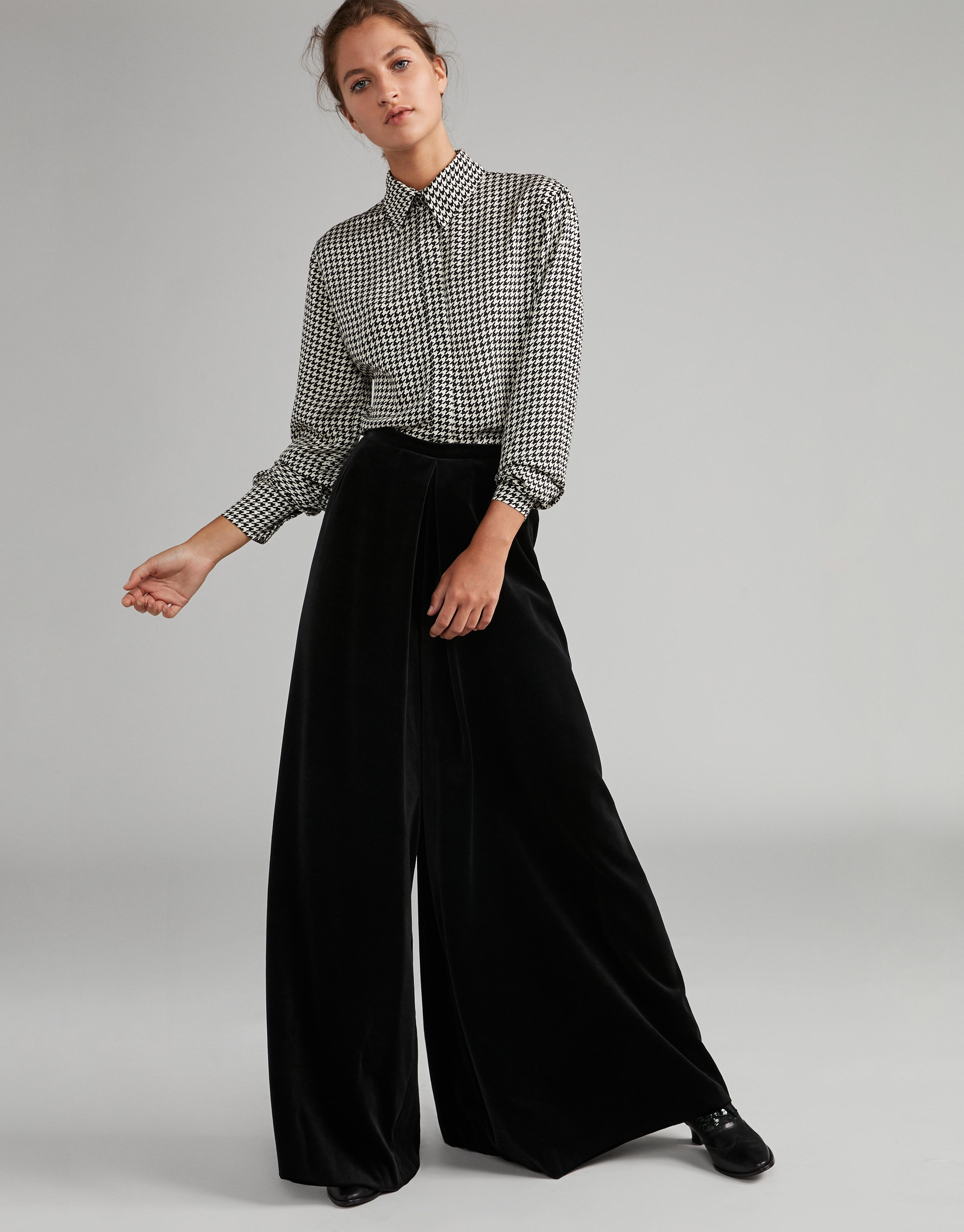 Black velvet palazzo pants