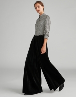 Black velvet palazzo pants