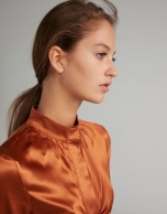 Terra cotta satin blouse