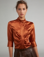 Terra cotta satin blouse