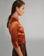 Terra cotta satin blouse