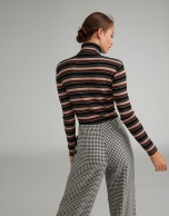 Brown striped knit top