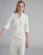 White wrap shirtwaist dress