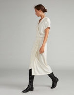 White wrap dress with two-piece effect 