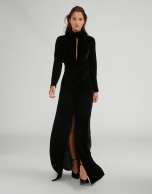 Long black velvet dress