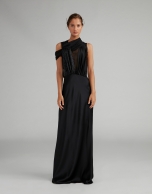 Long black satin dress