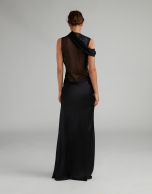 Long black satin dress