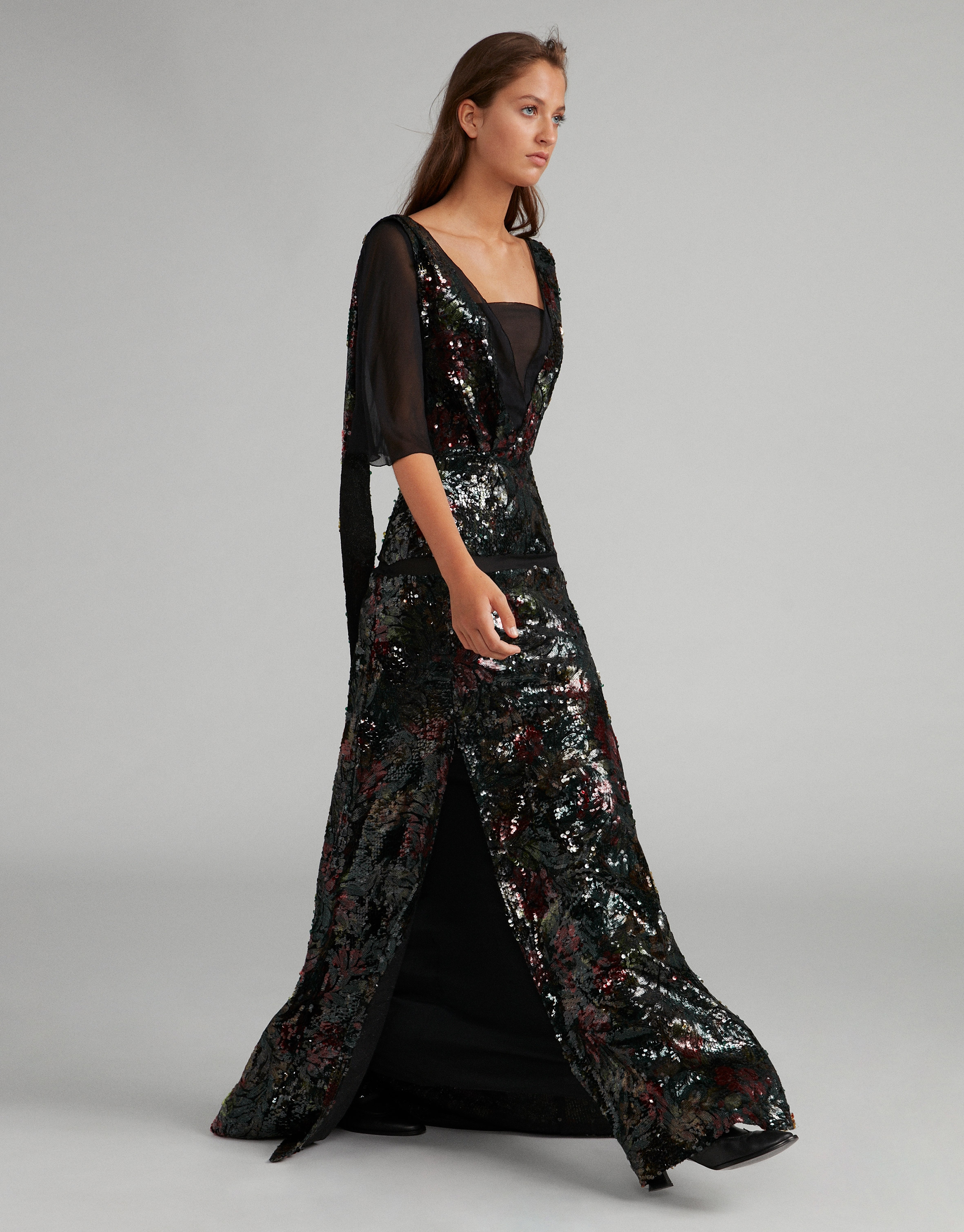 Long black dress with sequins