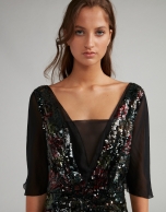 Long black dress with sequins