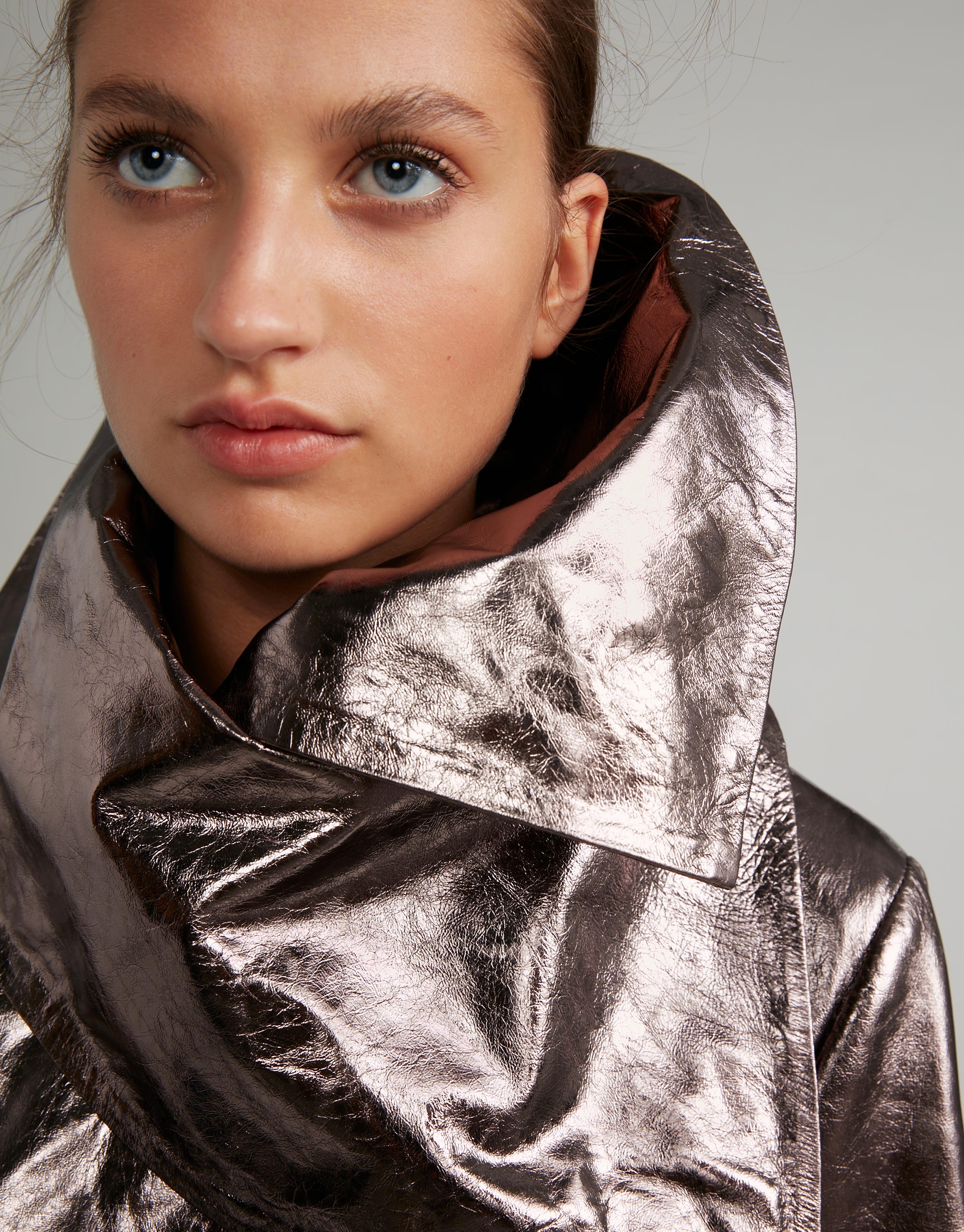 Silver metalized windbreaker