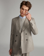 Mink-colored flannel double-breasted suit