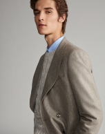 Mink-colored flannel double-breasted suit