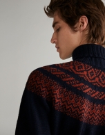 Navy blue sweater with design