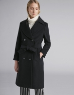 Black cloth coat with triple row of  buttons