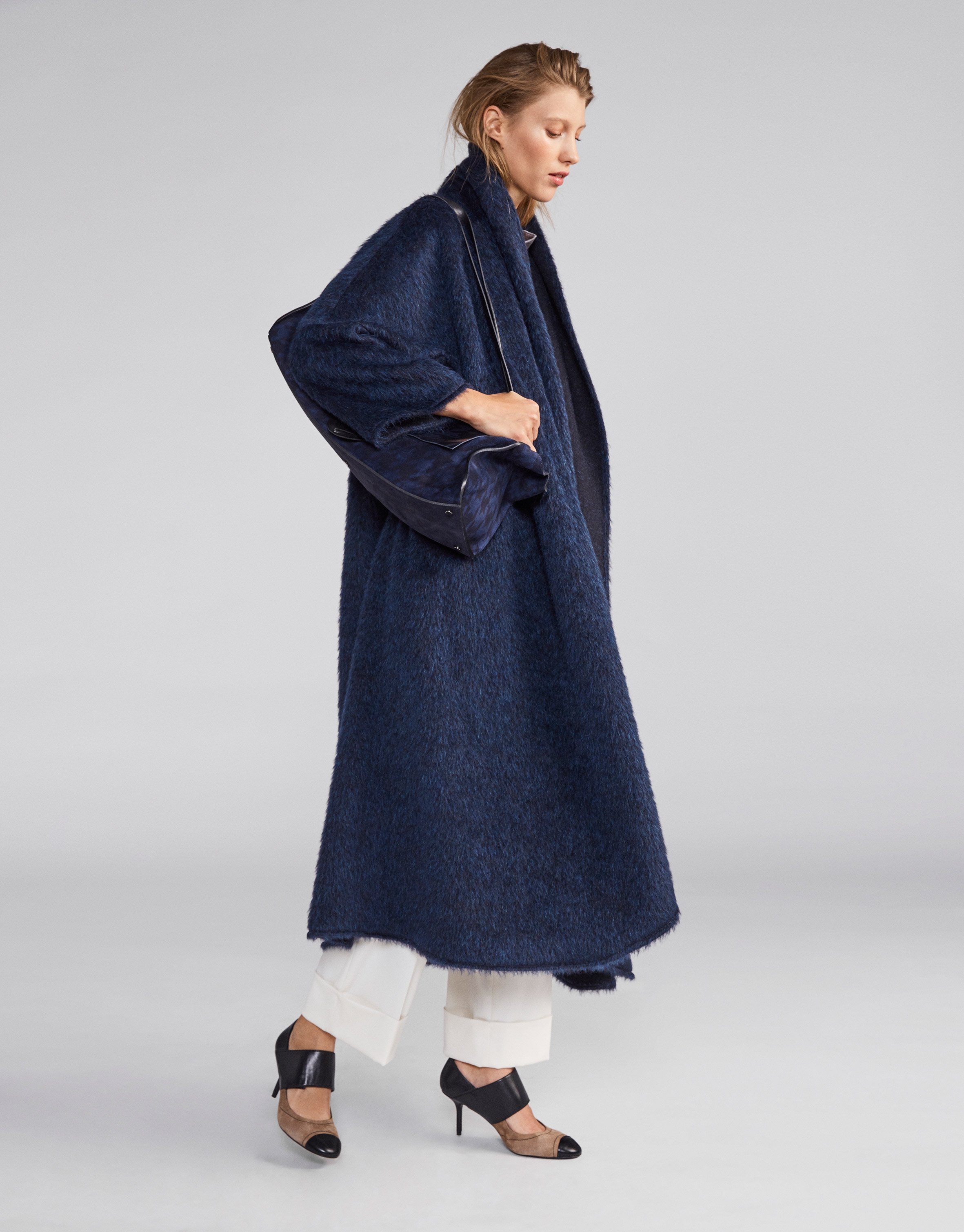 Long blue wool coat