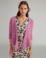 Pink short brioche knit jacket 