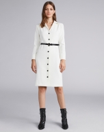 Ivory shirtwaist dress with belt