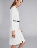 Ivory shirtwaist dress with belt