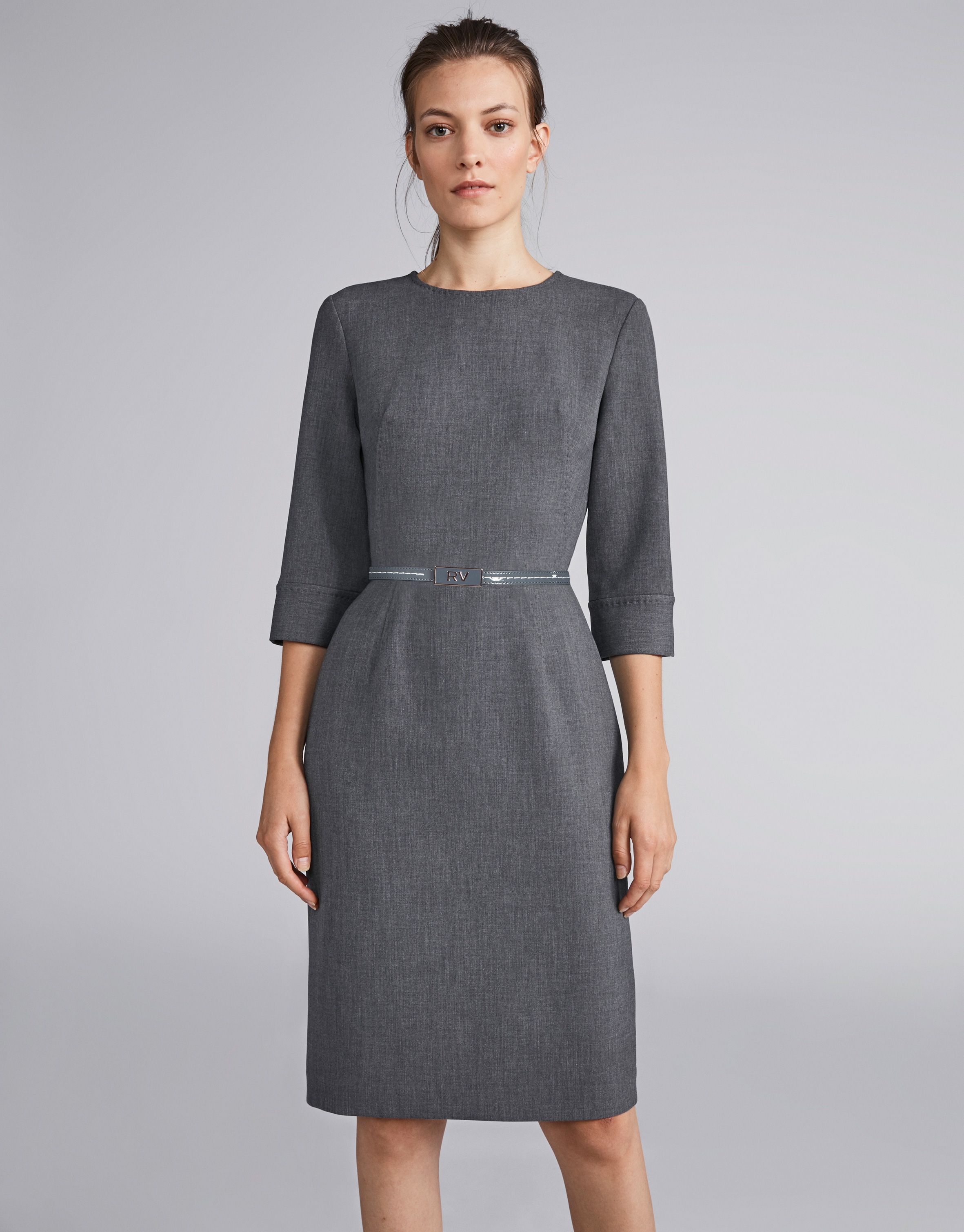 Marengo gray midi dress with belt