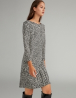 Black herringbone print dress