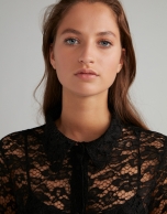 Black long chantilly lace dress