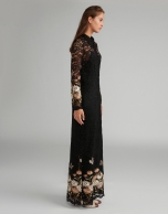 Black long chantilly lace dress