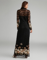 Black long chantilly lace dress