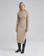 Camel knit midi dress