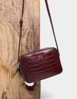 Burgundy alligator Taylor shoulder bag