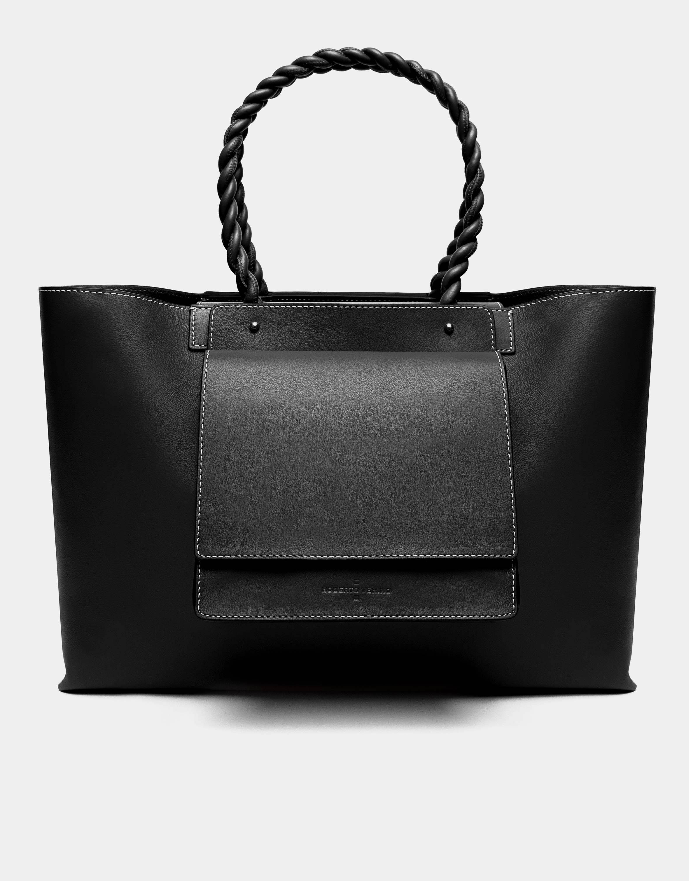 Black leather Garden tote bag