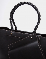 Black leather Garden tote bag