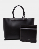 Black leather Garden tote bag