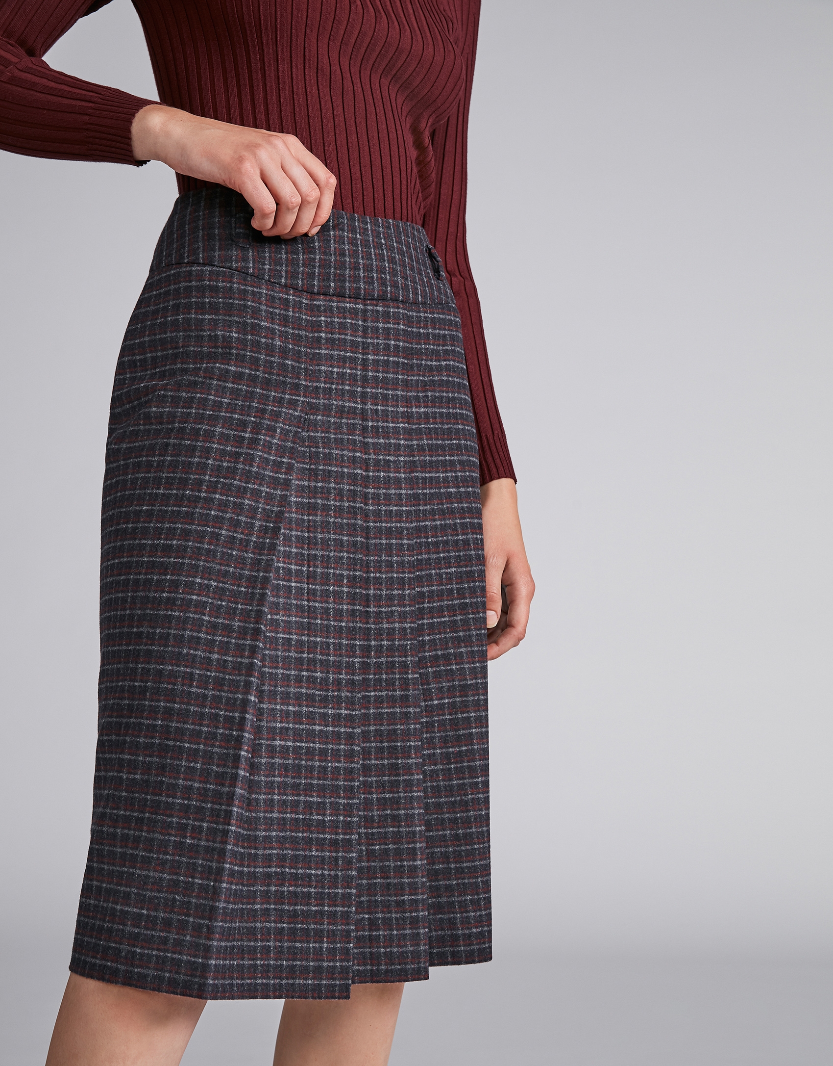 Marengo gray checked pencil skirt