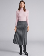 Falda midi plisada gris marengo