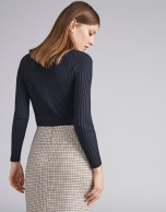 Beige houndstooth pencil skirt