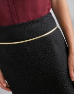 Black jacquard midi pencil skirt