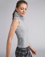 Silver sleeveless knit top