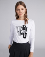 White strass and fabric top with logo