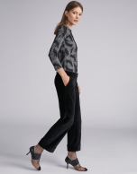 Black knit and jacquard top