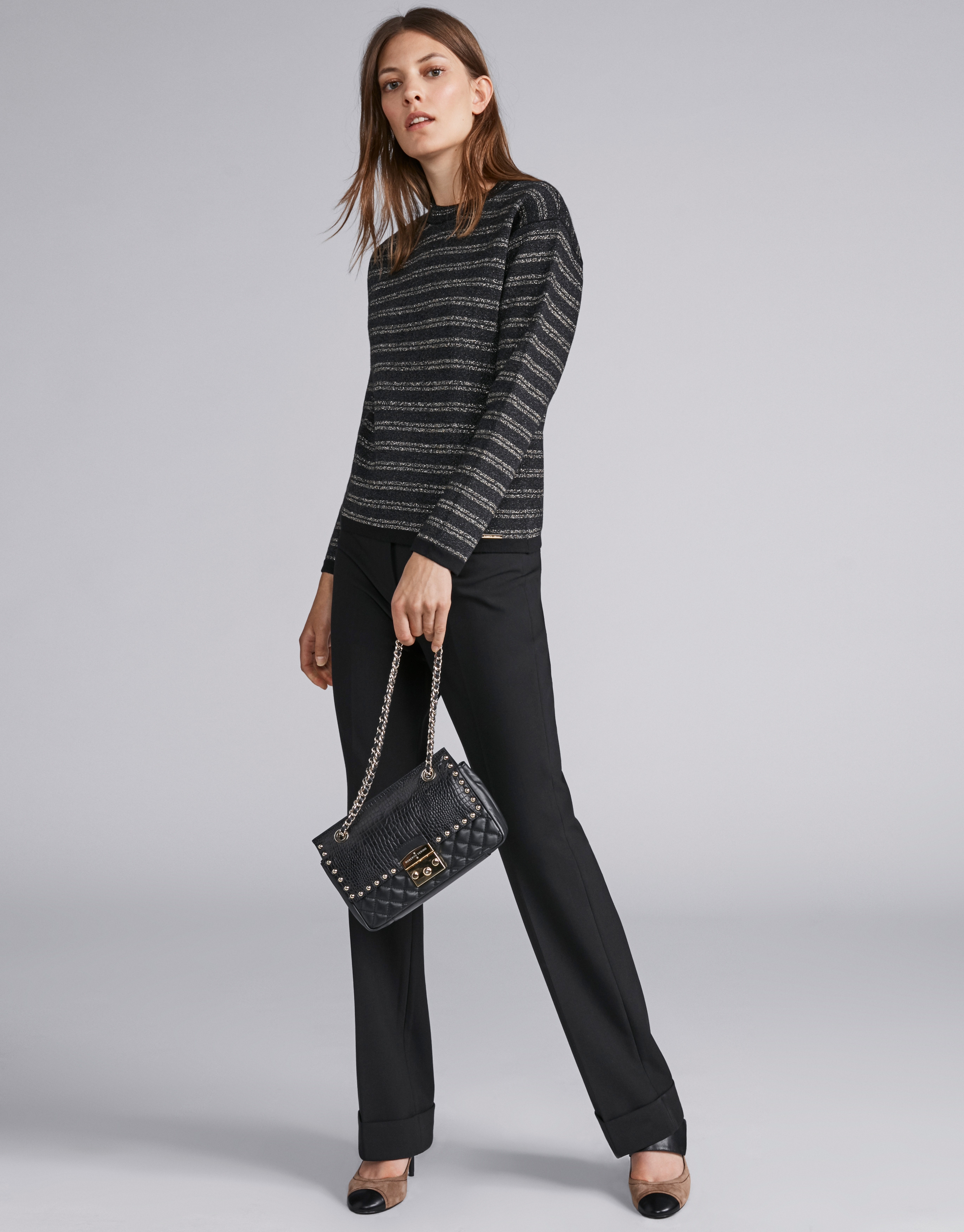 Black, lurex-striped sweatshirt