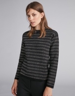 Black, lurex-striped sweatshirt