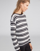 Black striped sweater with decoration