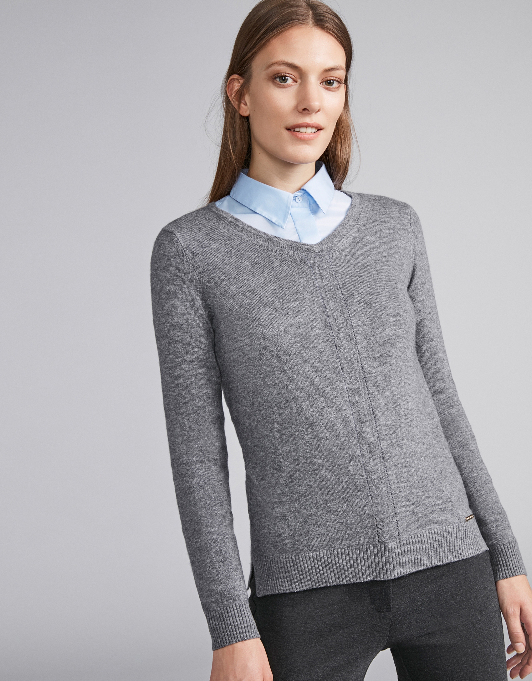 Marengo gray, V-neck sweater