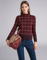 Burgundy  checked sweater