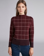 Burgundy  checked sweater